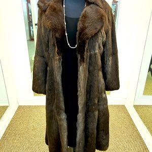 Vintage Dark Brown Rabbit Fur Coat. Women Size L